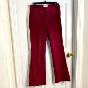 Anthropologie 100% Leather Carson Bootcut Red Wine Pants Size 6 tiny flaw